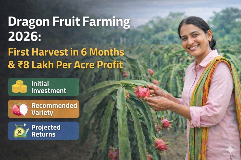 Dragon Fruit Farming 2026: First Harvest in 6 Months & ₹8 Lakh Per Acre Profit